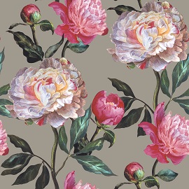 Tapeten als Design Vlies Tapete rosa rot grün Rosen Pfingstrosen aus Berlin kaufen